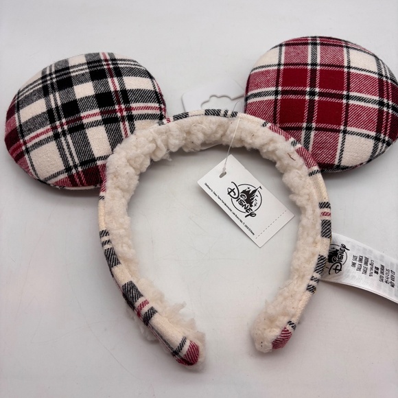 Disney Parks Mickey Mouse Holiday Plaid Joy Christmas Ears with Tags - Picture 2 of 11